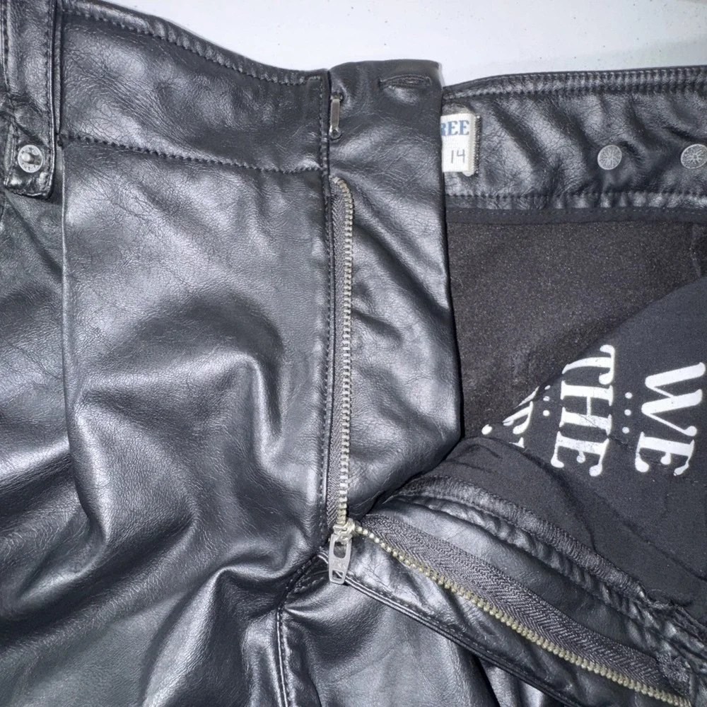 We The Free Vegan Afton Trouser Size 14 Black Faux Leather Wide Leg Jeans Goth